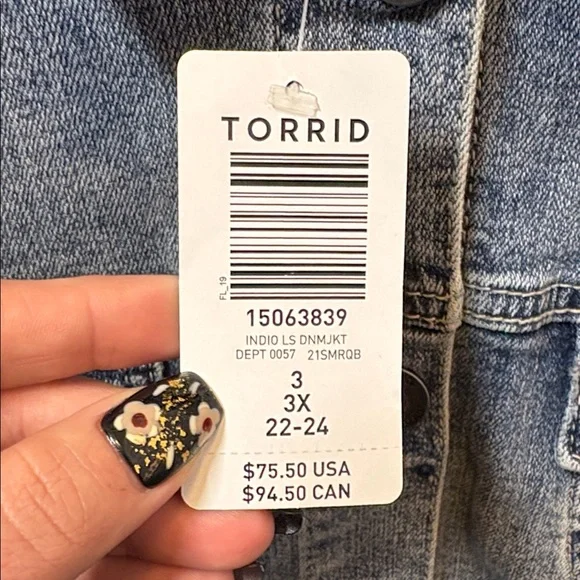 New Torrid Distressed Light Wash Denim Jacket - Picture 10 of 10